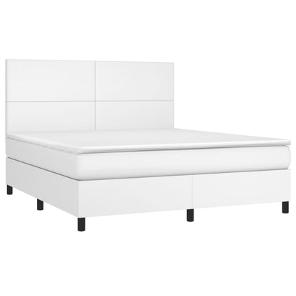 Boxspringbett mit Matratze Weiß 180x200 cm Kunstleder