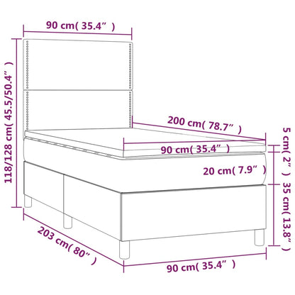 Boxspringbett mit Matratze Grau 90x200 cm Kunstleder