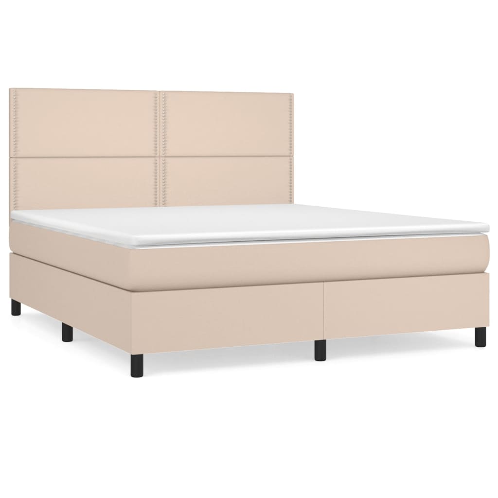 Box spring bed mattress cappuccino brown 160x200 cm artificial leather