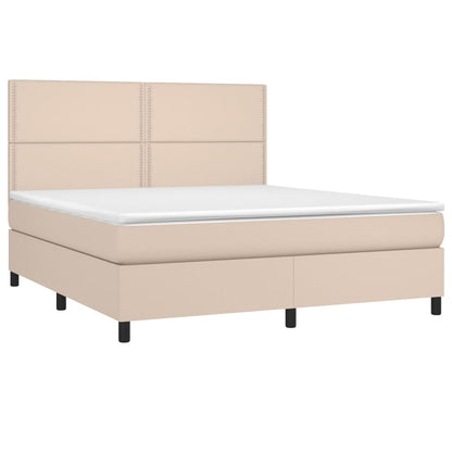 Box spring bed mattress cappuccino brown 160x200 cm artificial leather