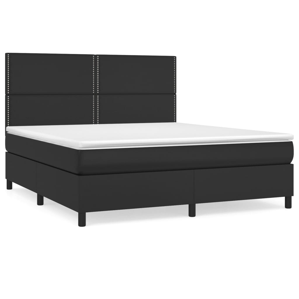 Boxspringbett mit Matratze Schwarz 180x200 cm Kunstleder