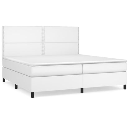 Boxspringbett mit Matratze Weiß 200x200 cm Kunstleder