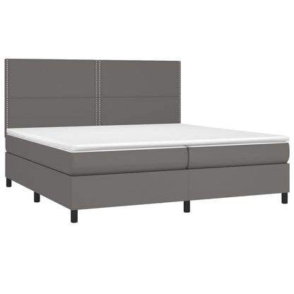 Boxspringbett mit Matratze Grau 200x200 cm Kunstleder