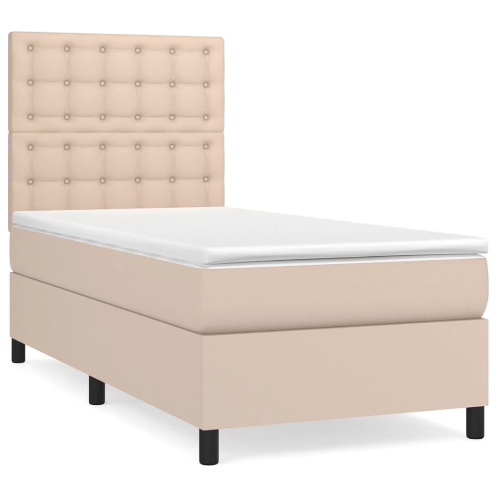 Boxspringbett mit Matratze Cappuccino-Braun 90x200cm Kunstleder