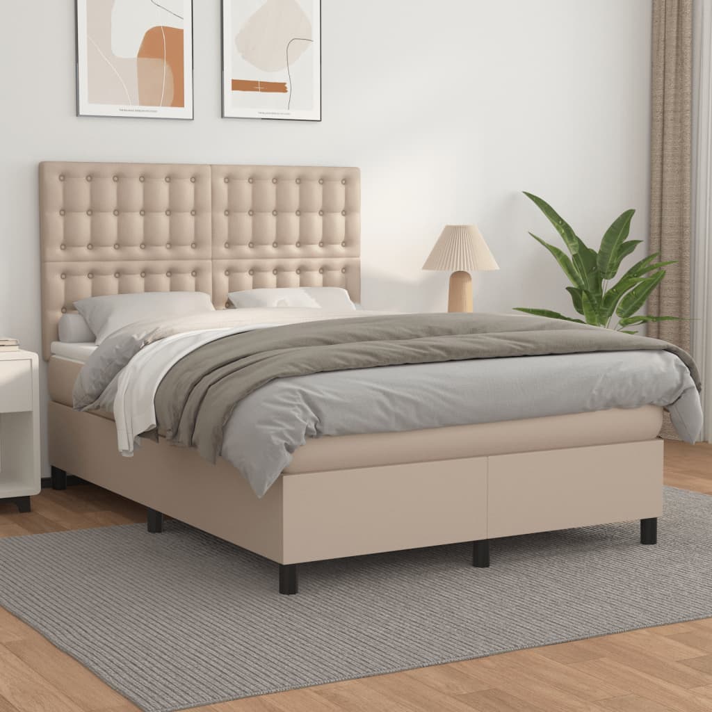 Boxspringbett Matratze Cappuccino-Braun 140x200cm Kunstleder