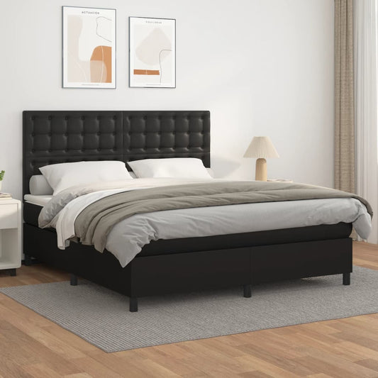 Boxspringbett mit Matratze Schwarz 160x200 cm Kunstleder