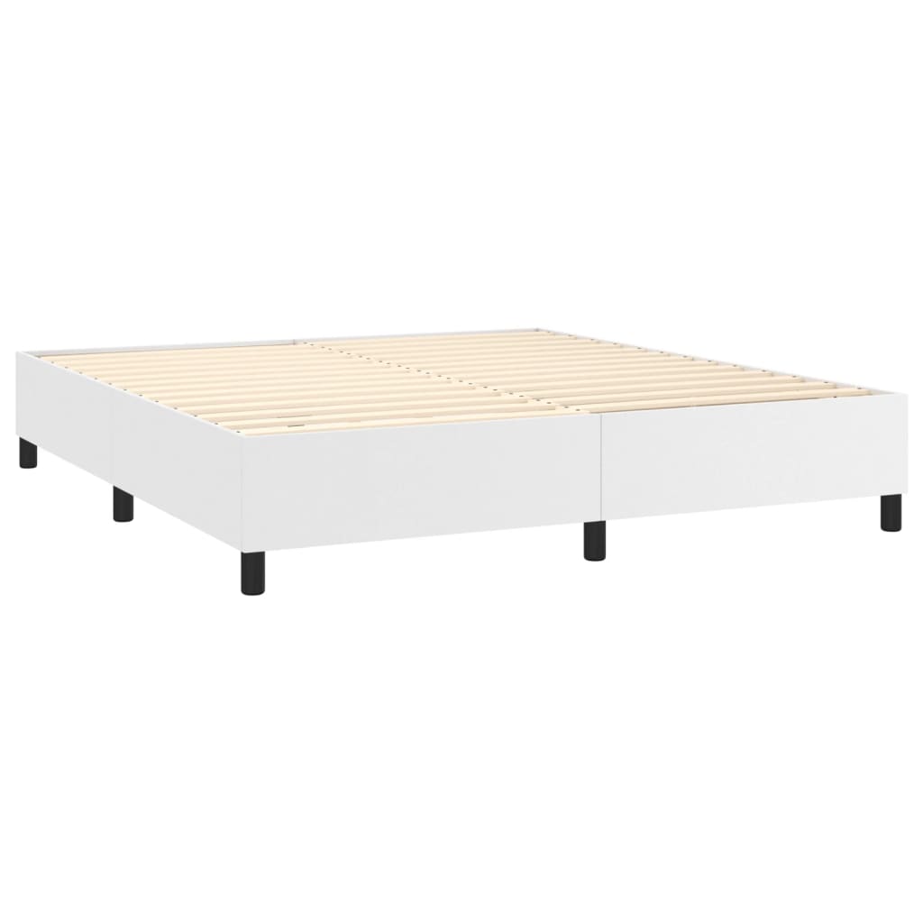 Boxspringbett mit Matratze Weiß 160x200 cm Kunstleder