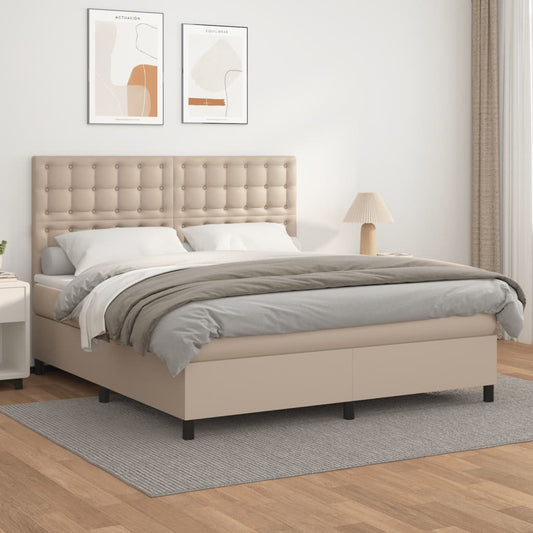 Boxspringbett Matratze Cappuccino-Braun 160x200 cm Kunstleder