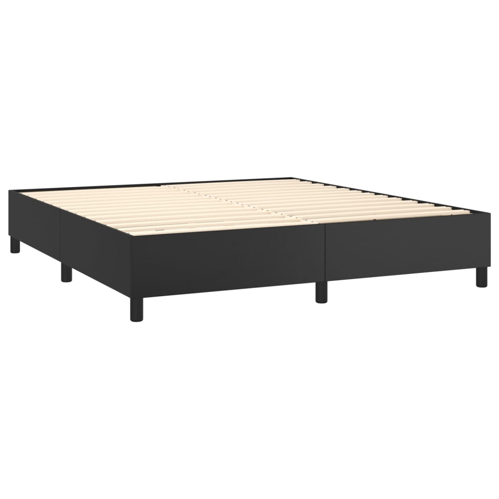 Boxspringbett mit Matratze Schwarz 180x200 cm Kunstleder