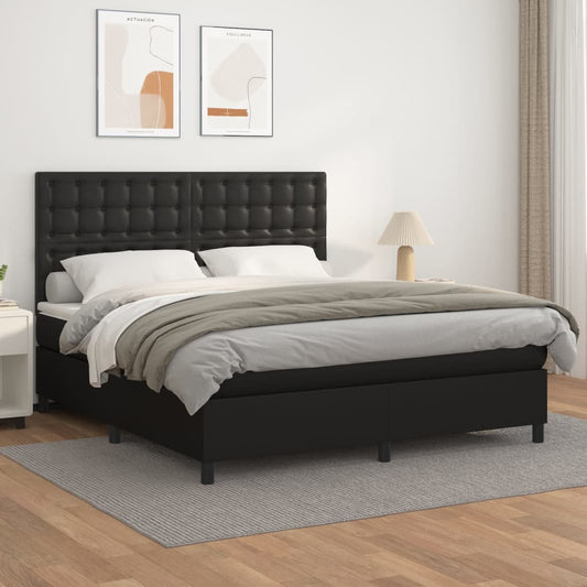 Boxspringbett mit Matratze Schwarz 180x200 cm Kunstleder