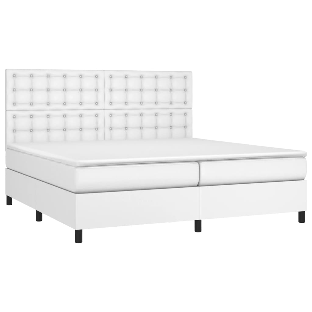 Box spring bed with mattress white 200x200 cm artificial leather