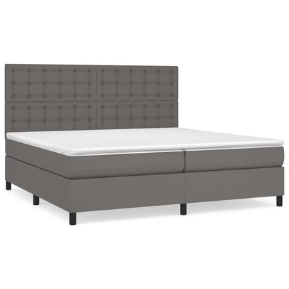 Boxspringbett mit Matratze Grau 200x200 cm Kunstleder