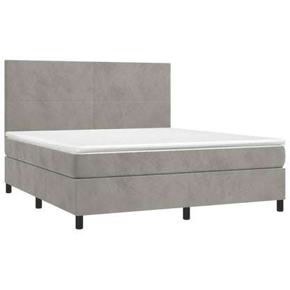 Box spring krevet s madracem svijetlo sivi 160x200 cm baršun