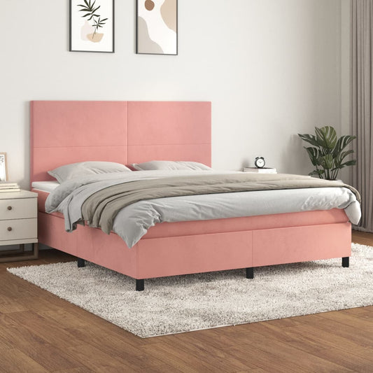 Boxspringbett mit Matratze Rosa 160x200 cm Samt