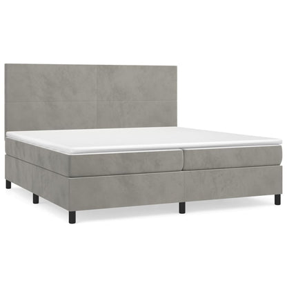 Box spring krevet s madracem svijetlo sivi 200x200 cm baršun