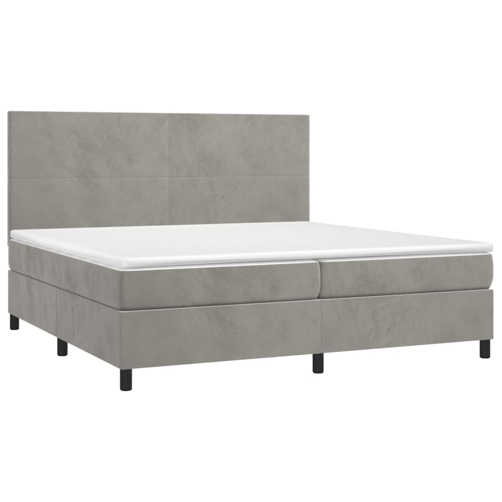 Box spring krevet s madracem svijetlo sivi 200x200 cm baršun