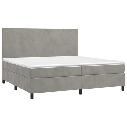 Box spring krevet s madracem svijetlo sivi 200x200 cm baršun