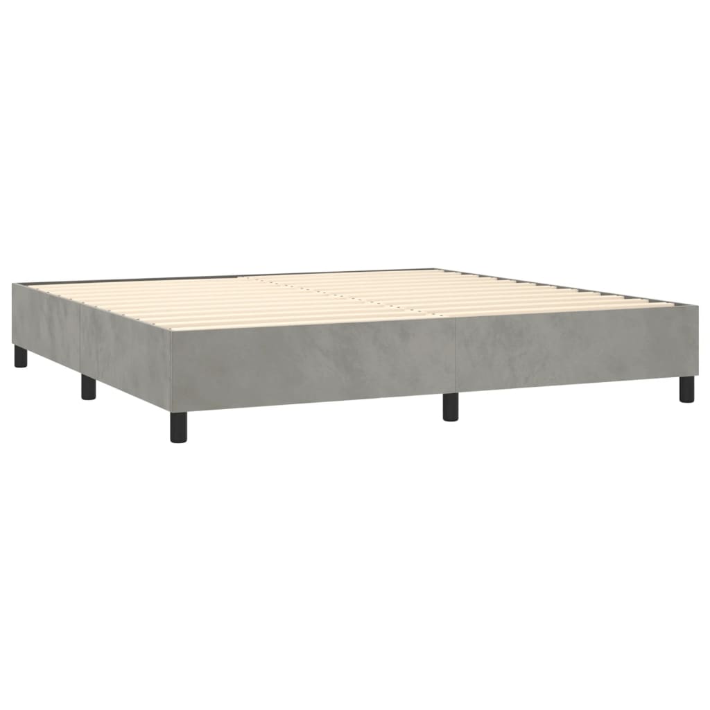 Box spring krevet s madracem svijetlo sivi 200x200 cm baršun