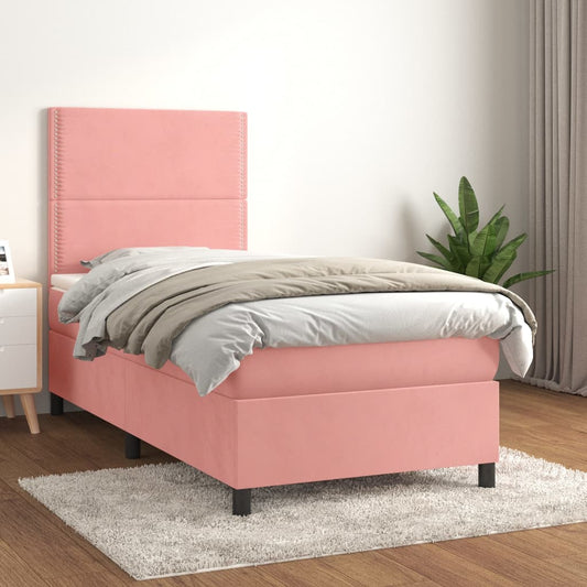 Boxspringbett mit Matratze Rosa 90x200 cm Samt