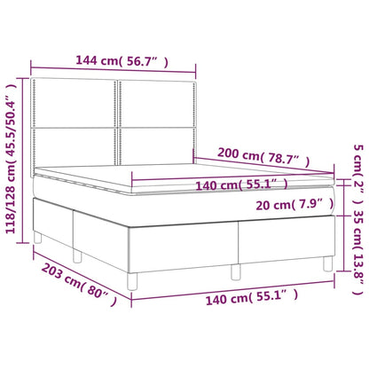 Box spring bed with mattress dark green 140x200 cm velvet