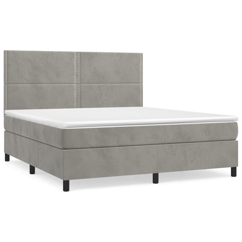 Boxspringbett mit Matratze Hellgrau 160x200 cm Samt