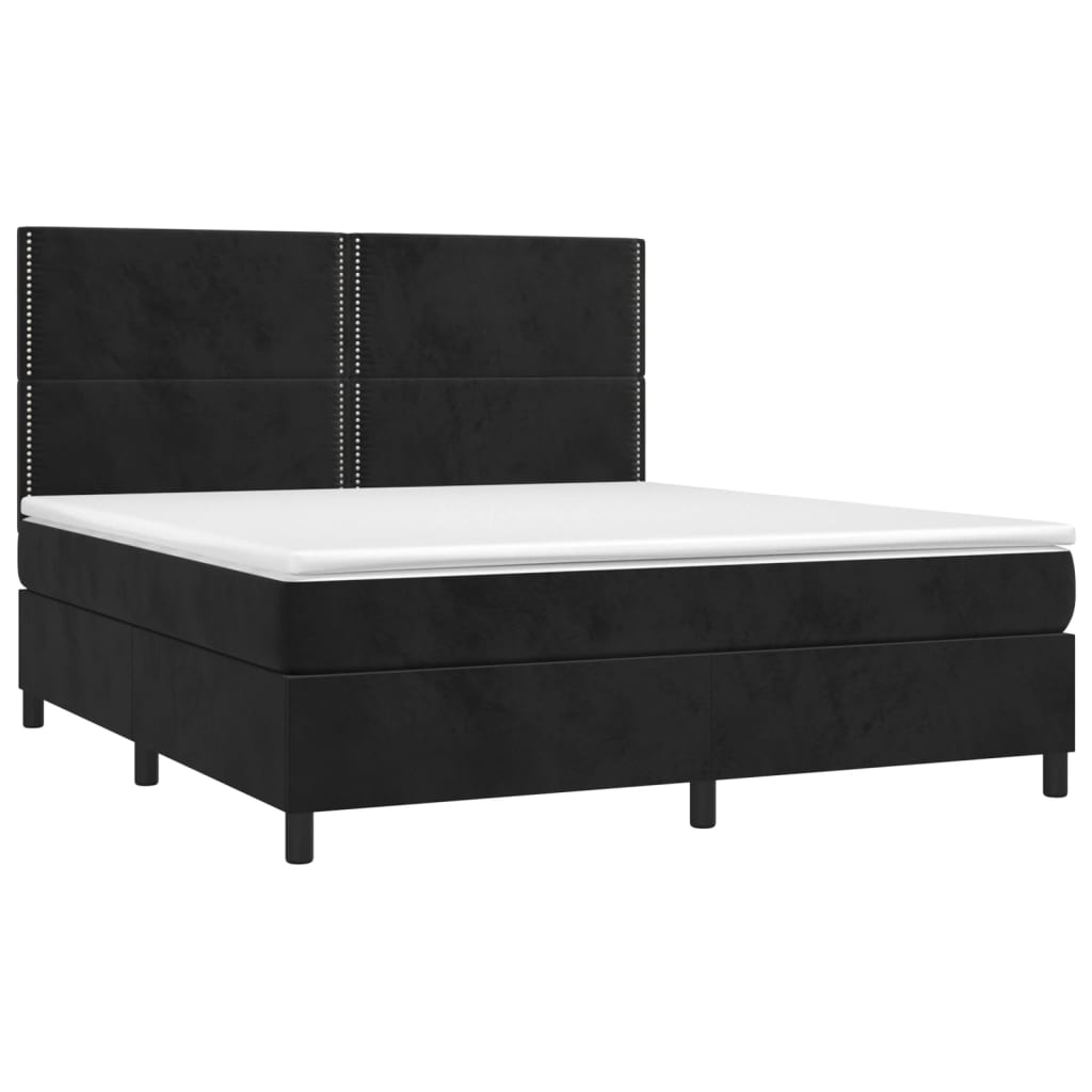 Boxspringbett mit Matratze Schwarz 160x200 cm Samt