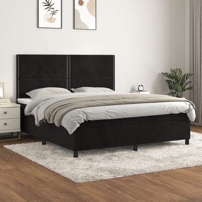 Boxspringbett mit Matratze Schwarz 160x200 cm Samt