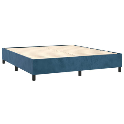 Box spring bed with mattress dark blue 160x200 cm velvet