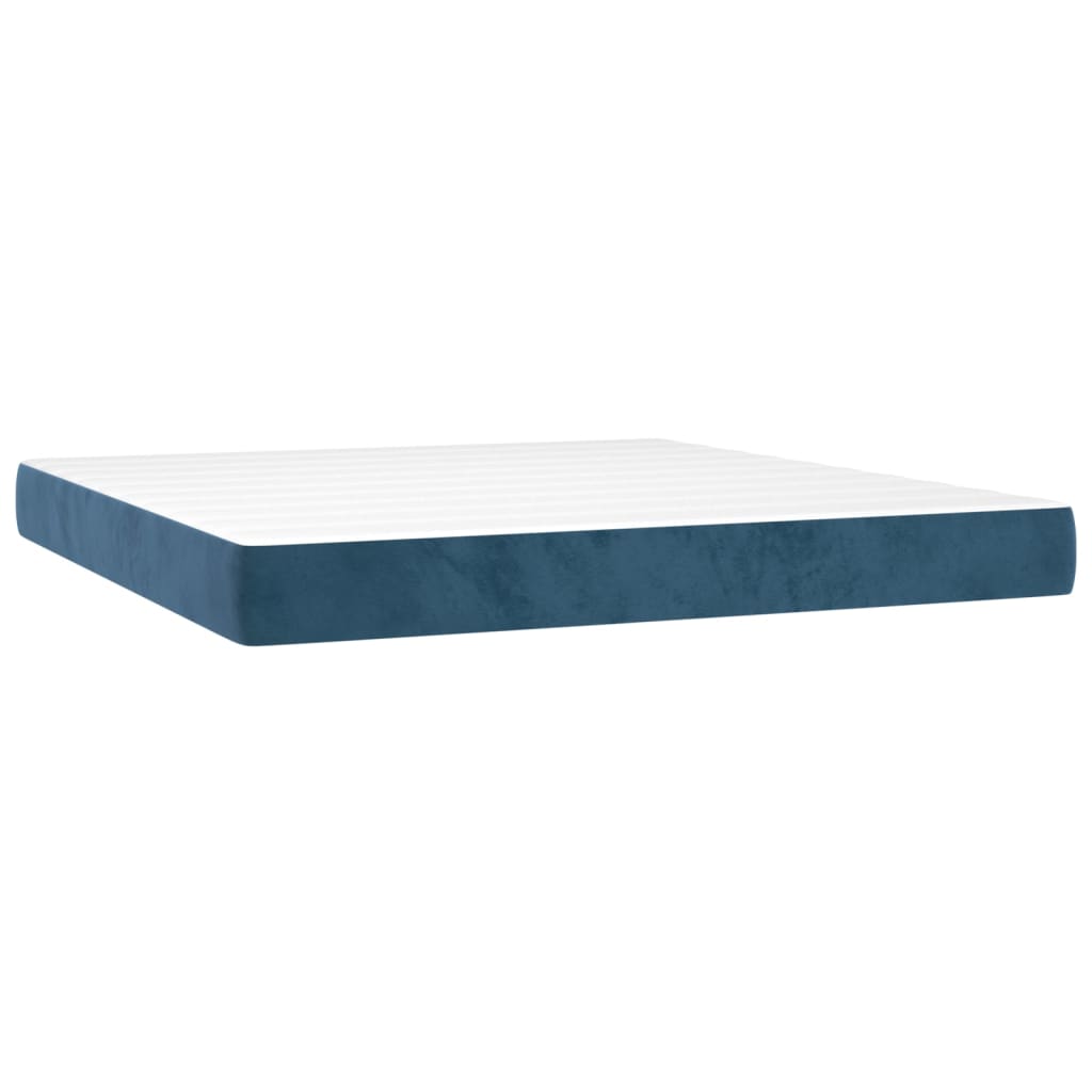 Box spring bed with mattress dark blue 160x200 cm velvet