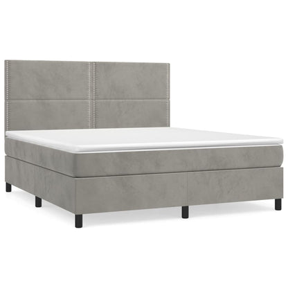 Box spring krevet s madracem svijetlo sivi 180x200 cm baršun