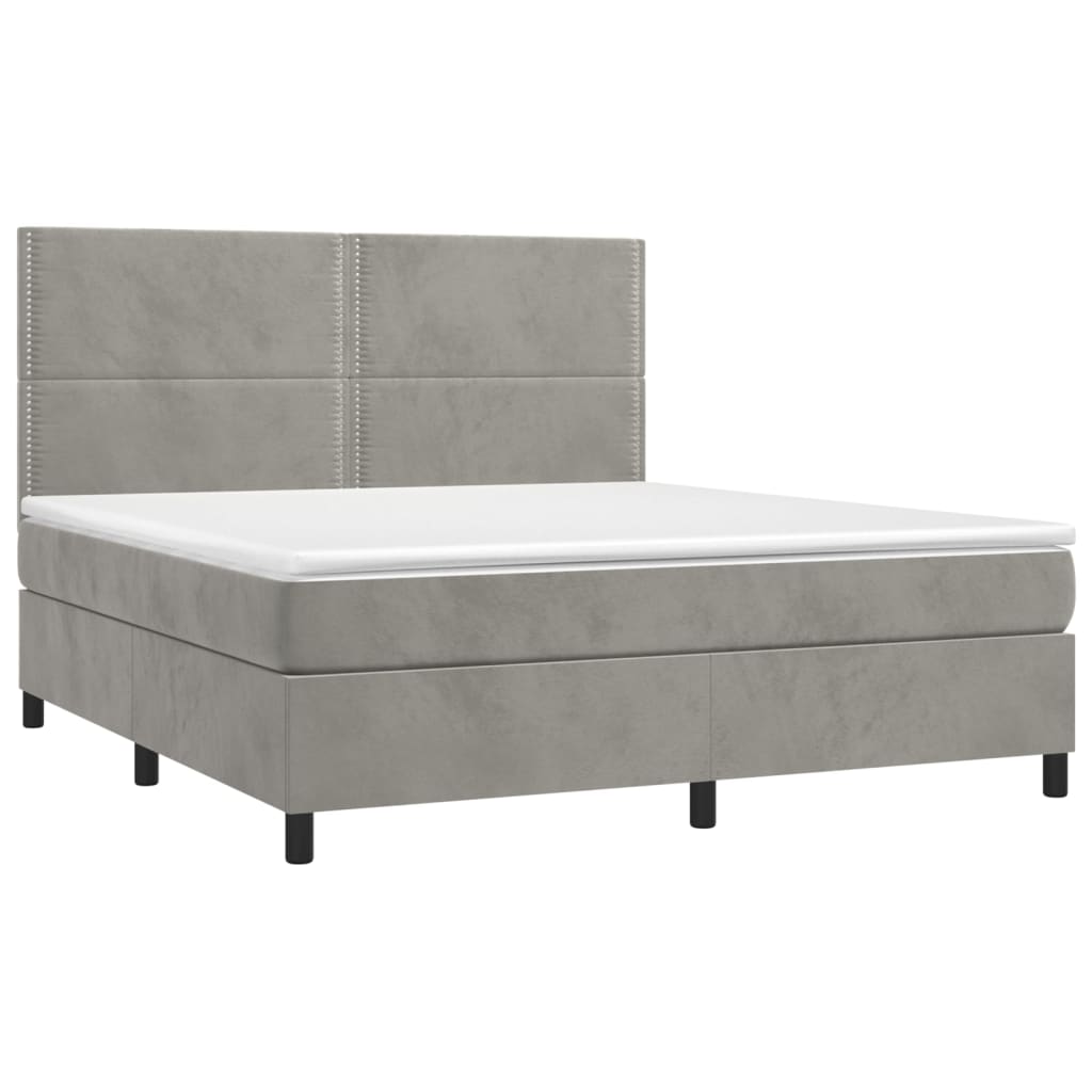 Box spring krevet s madracem svijetlo sivi 180x200 cm baršun