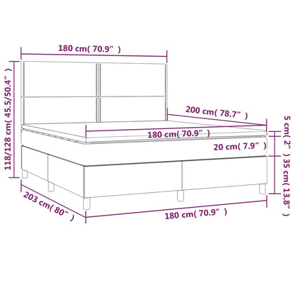 Box spring krevet s madracem svijetlo sivi 180x200 cm baršun