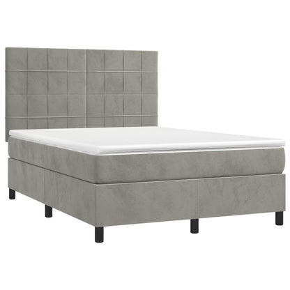 Box spring krevet s madracem svijetlo sivi 140x200 cm baršun