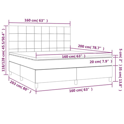 Boxspringbett mit Matratze Dunkelblau 160x200 cm Samt