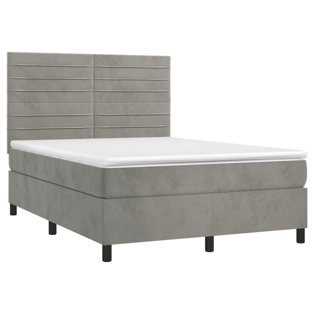 Boxspringbett mit Matratze Hellgrau 140x200 cm Samt