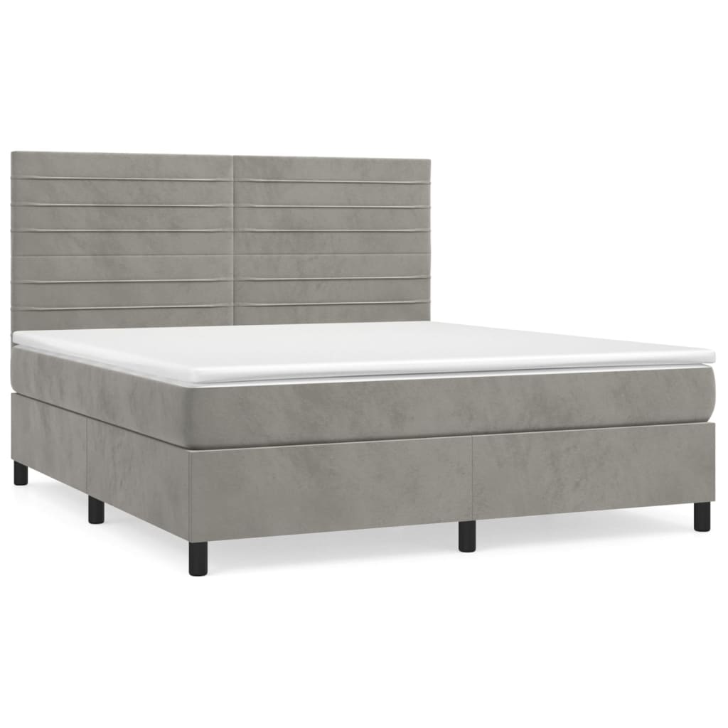 Box spring krevet s madracem svijetlo sivi 160x200 cm baršun