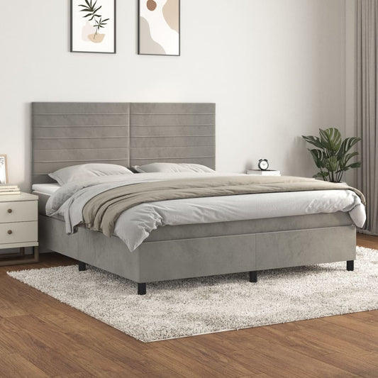 Box spring krevet s madracem svijetlo sivi 160x200 cm baršun