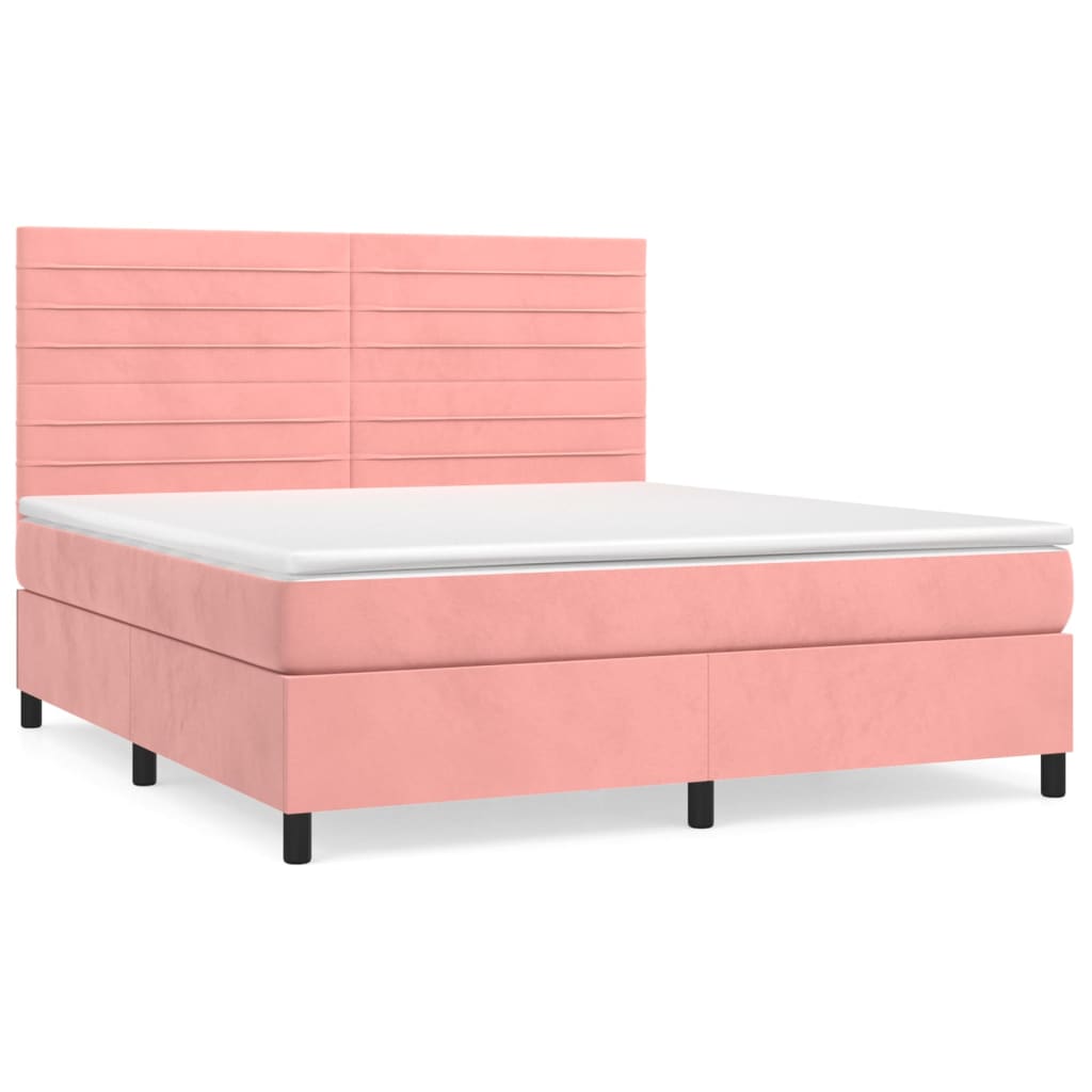 Boxspringbett mit Matratze Rosa 160x200 cm Samt