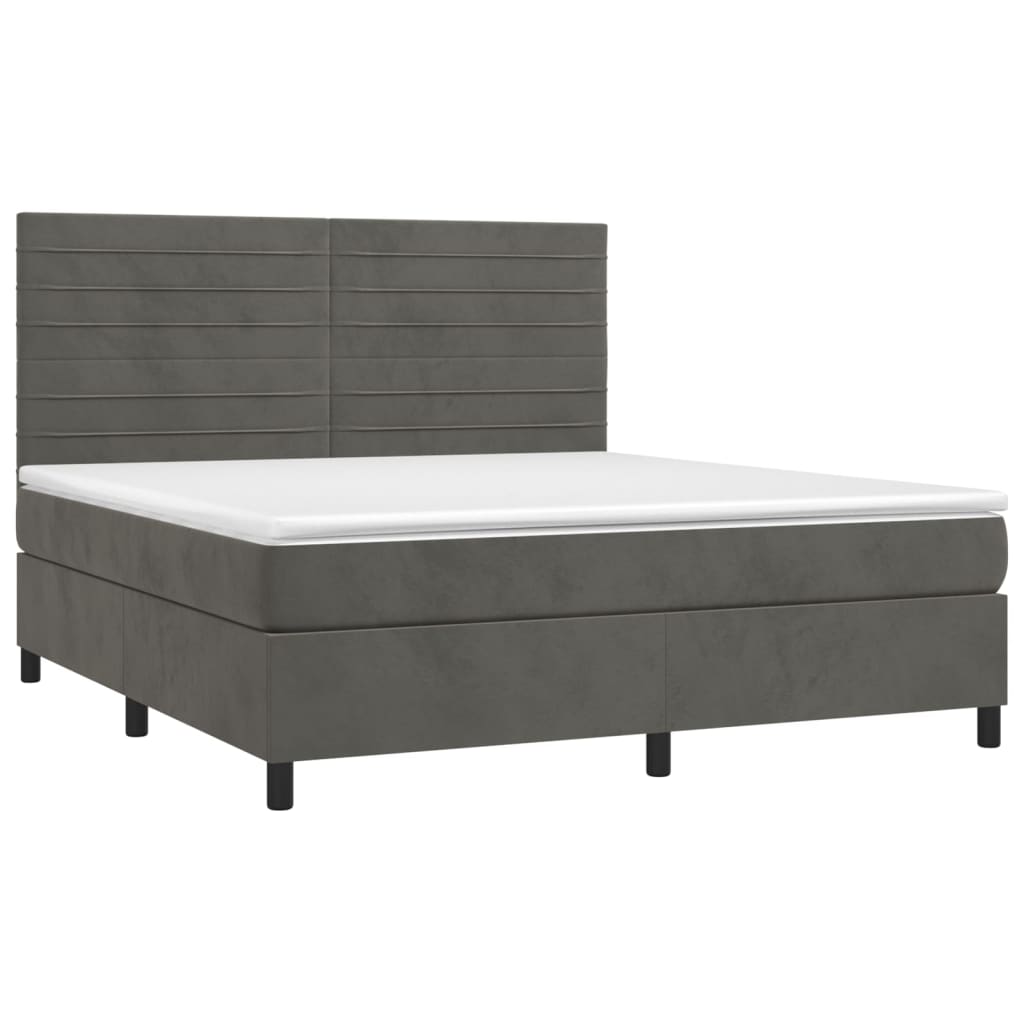 Box spring krevet s madracem tamno sivi 180x200 cm baršun