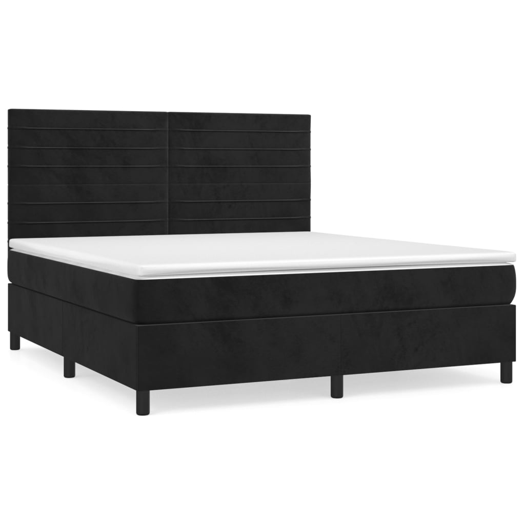 Boxspringbett mit Matratze Schwarz 180x200 cm Samt