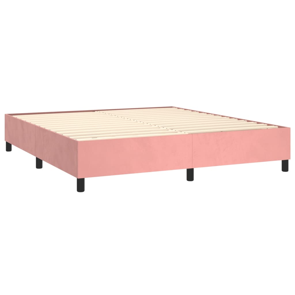 Box spring krevet s ružičastim baršunastim madracem 180x200 cm