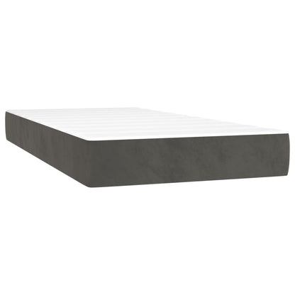 Box spring bed with mattress dark grey 200x200 cm velvet