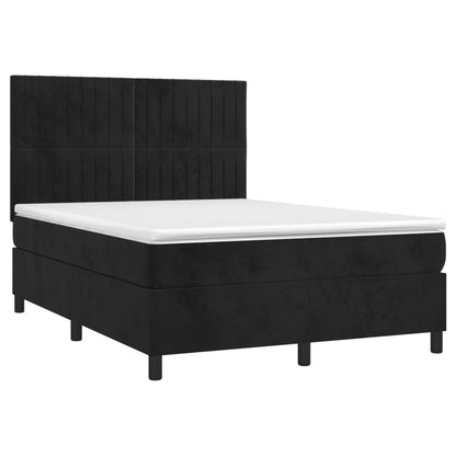 Box spring bed with mattress black 140x200 cm velvet