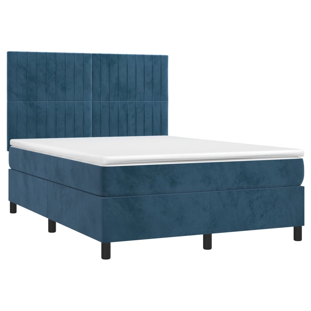 Boxspringbett mit Matratze Dunkelblau 140x200 cm Samt