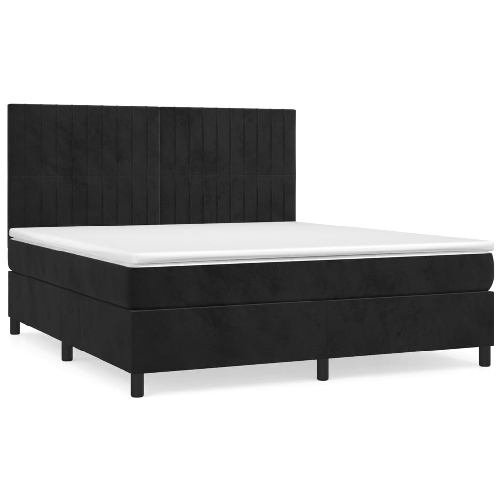 Boxspringbett mit Matratze Schwarz 160x200 cm Samt