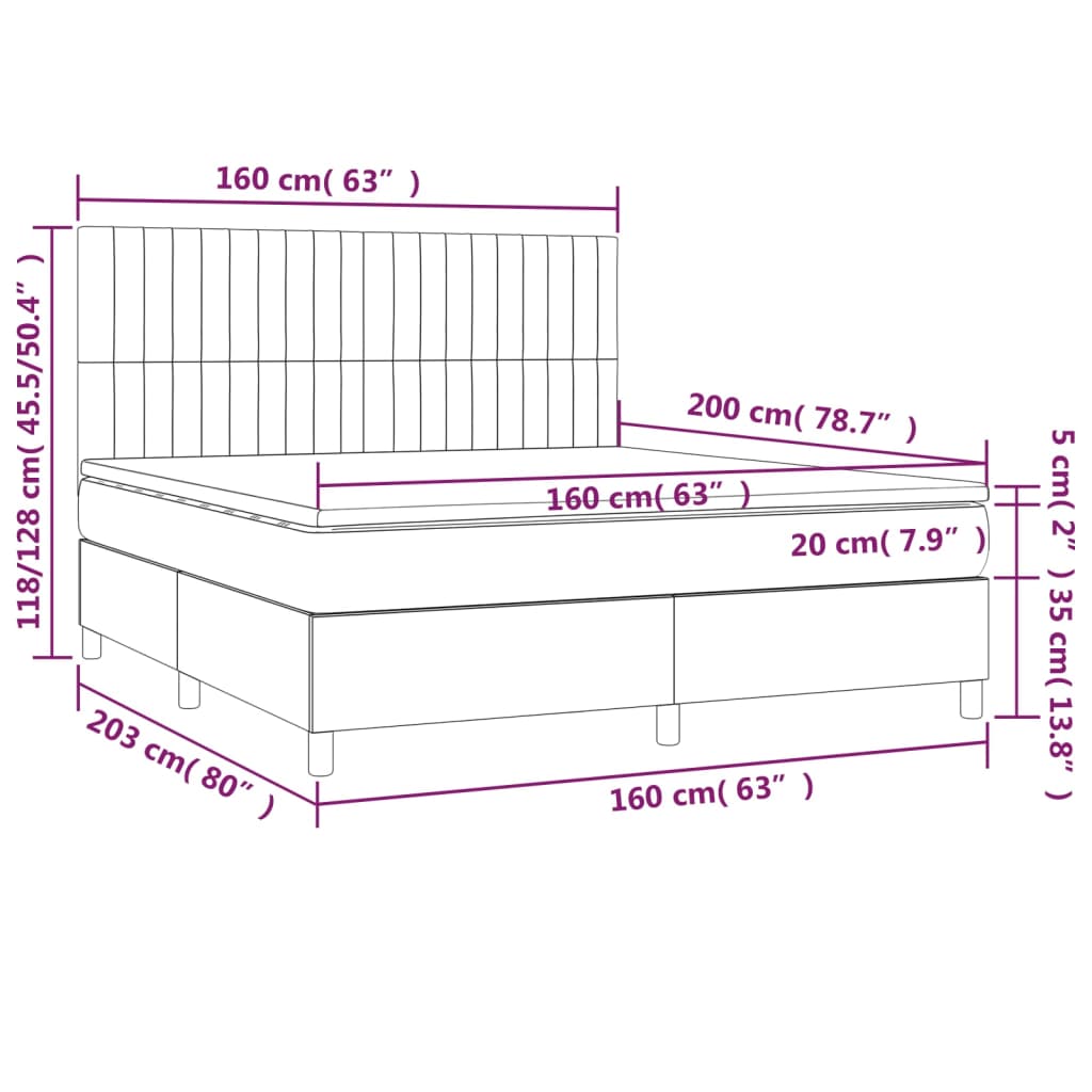 Boxspringbett mit Matratze Schwarz 160x200 cm Samt