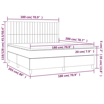 Boxspringbett mit Matratze Hellgrau 180x200 cm Samt