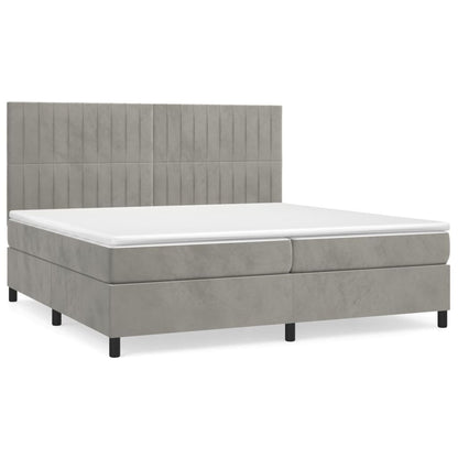 Boxspringbett mit Matratze Hellgrau 200x200 cm Samt