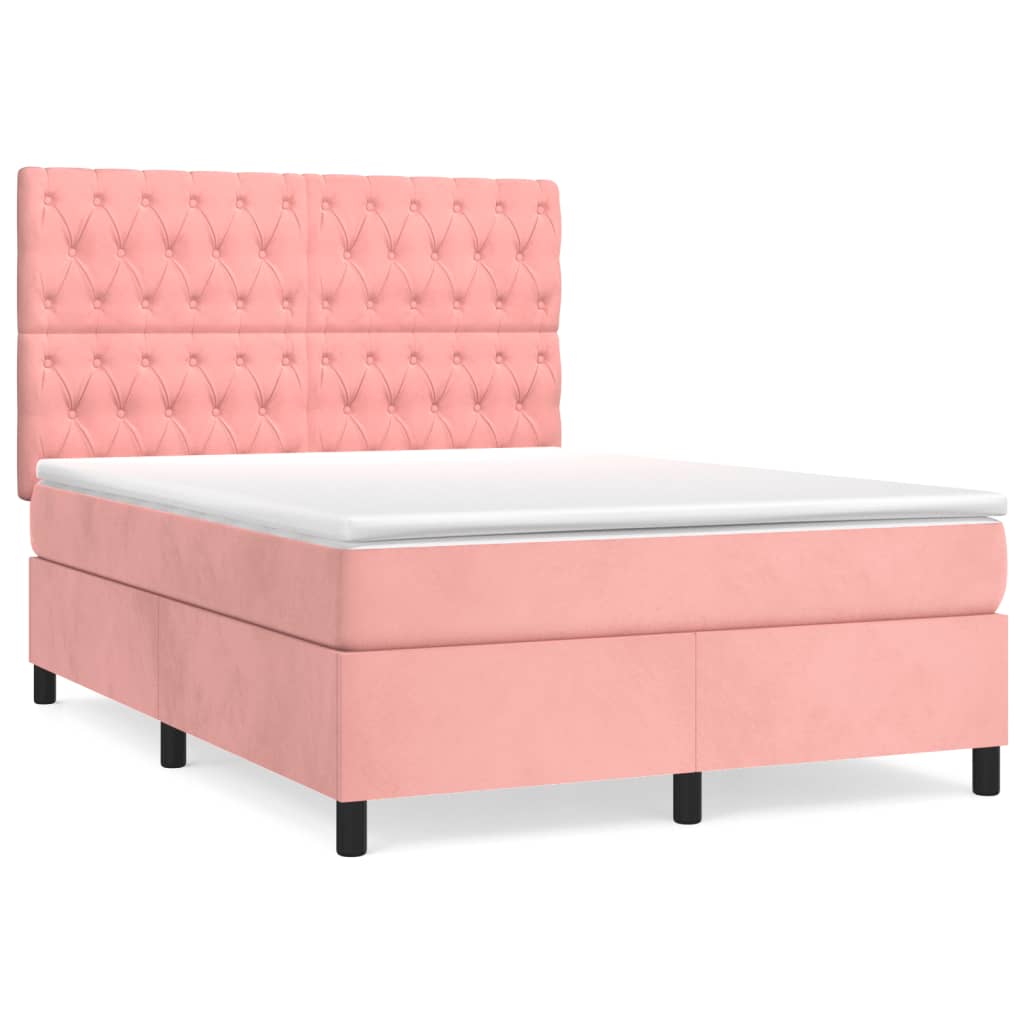 Boxspringbett mit Matratze Rosa 140x200 cm Samt