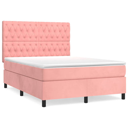 Boxspringbett mit Matratze Rosa 140x200 cm Samt